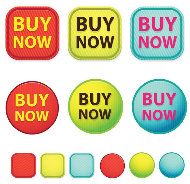 Square and cycle buy now buttons website element - Vecteur, image