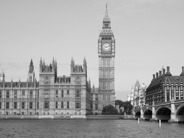 Μαύρο και άσπρο κτίρια του Κοινοβουλίου στο Λονδίνο - Φωτογραφία, εικόνα