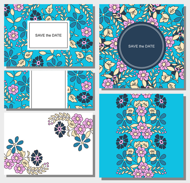 Set of floral backgrounds with space for your text - Vector, Image