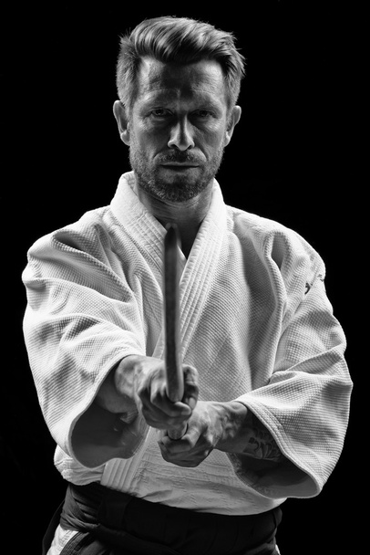 alacsony kulcs portréja mester aikido - Fotó, kép