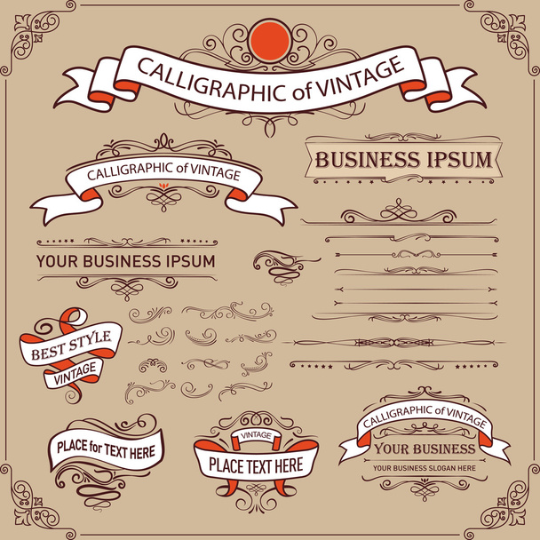 Calligraphic elements and page decoration - Vector, Image