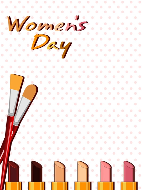 Lipstick with different shades and brushes for the woman. - ベクター画像