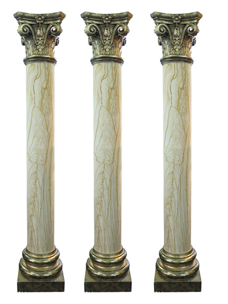Columna con parte superior e inferior dorada aislada en blanco
 - Foto, imagen