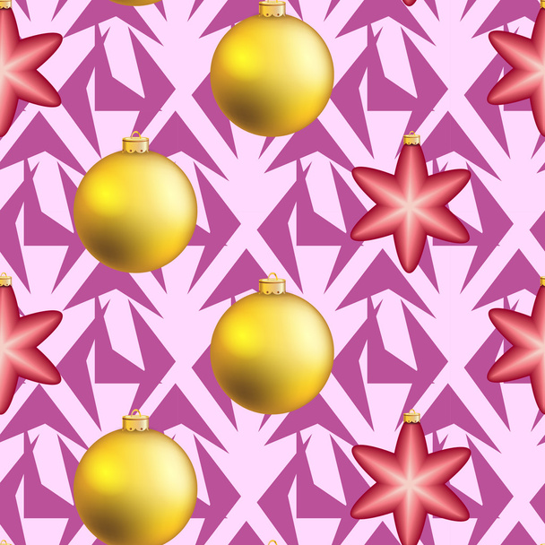 New Year pattern with Christmas ball. Sparkles and bokeh. Shiny and glowing - Vektor, Bild