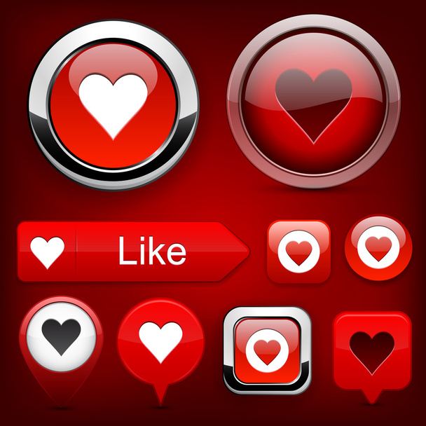 Love high-detailed modern buttons. - Vektor, Bild