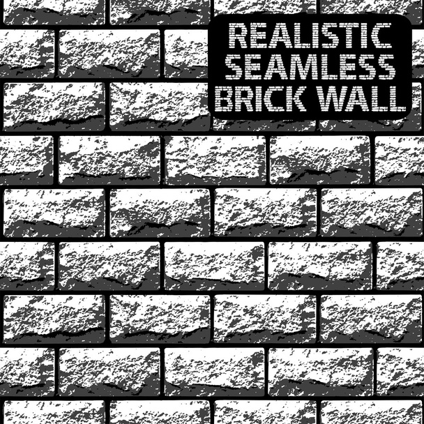 Vector realistic seamless texture of grey contrast brick wall. Vector illustration - Vector, Image