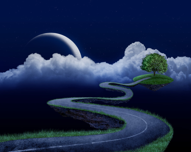 Дорога к дереву - ночь
 - Фото, изображение