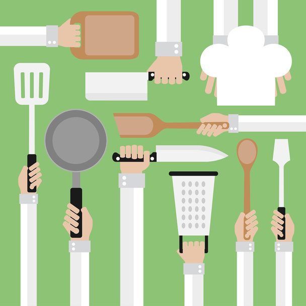 Концепція плоского дизайну, інструменти для приготування їжі
 - Вектор, зображення