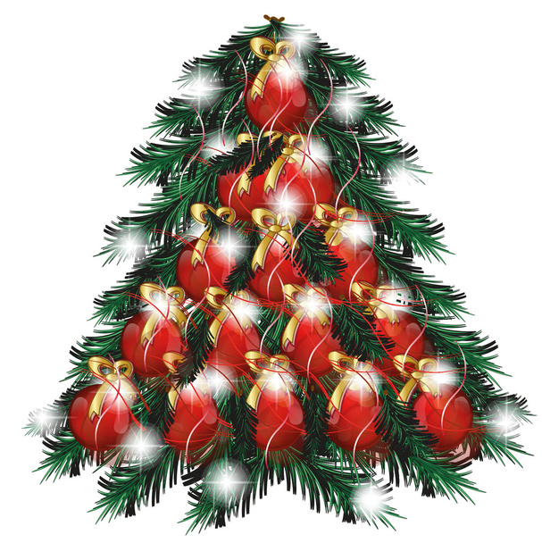 χριστουγεννιάτικο δέντρο με κόκκινες μπάλες, φόντο 4 - Διάνυσμα, εικόνα