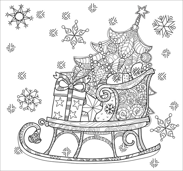 Traîneau à croquis doodle de Noël
 - Vecteur, image