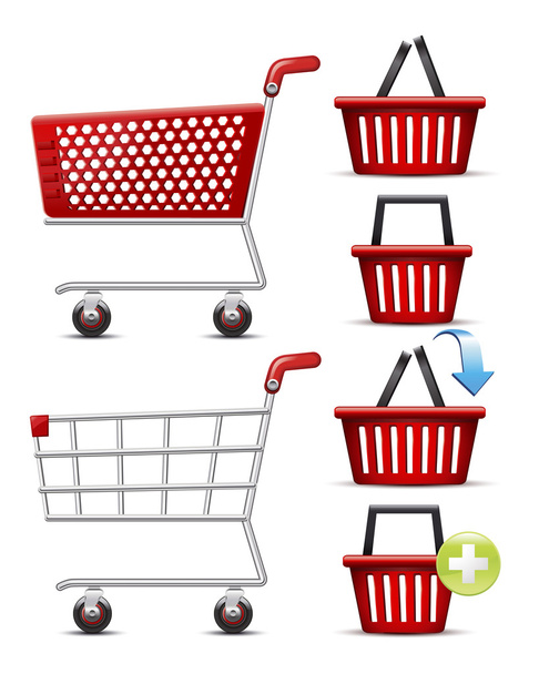 Red shopping baskets - Vetor, Imagem