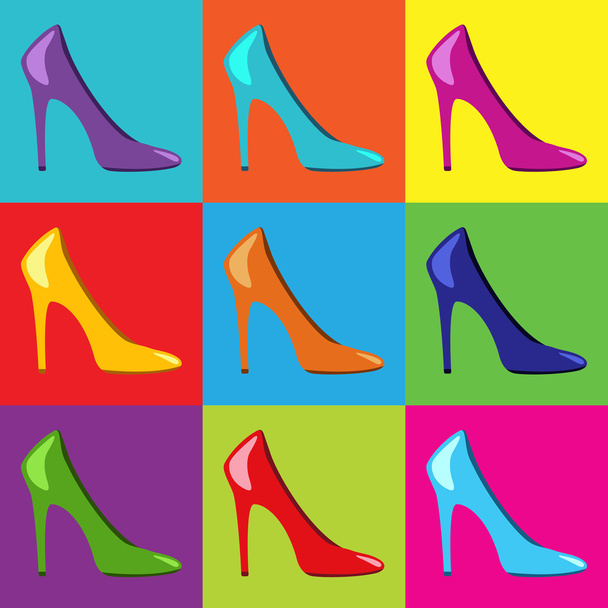 Pop Art women shoes - Vettoriali, immagini