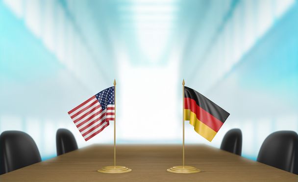 Сполучені Штати і Німеччина зв'язків та торгівлі справу переговори 3d-рендерінг - Фото, зображення