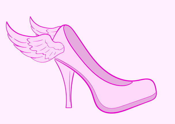 Winged female shoe - Vector, Image