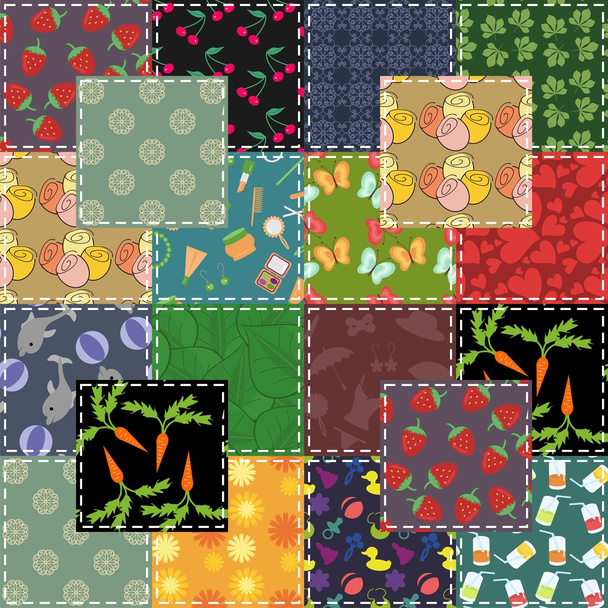 patchwork background with different patterns - Vector, Image