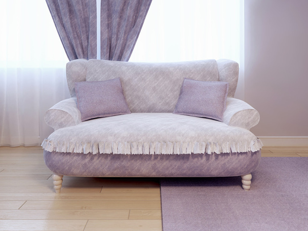 Одноместный диван класса люкс в пустой комнате
 - Фото, изображение