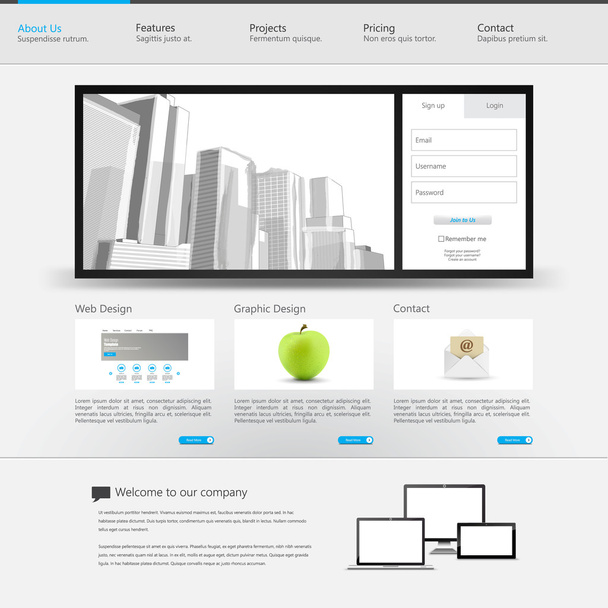 weboldal sablon tervezés - Vektor, kép