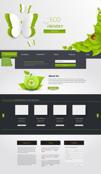 Eco webové stránky šablony Design, - Vektor, obrázek