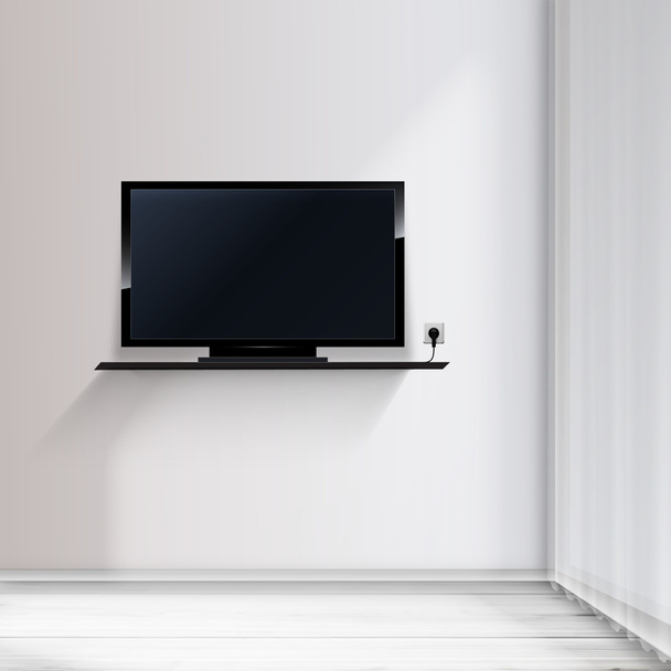 Minimaler Raum mit Fernseher - realistisch - Vektor, Bild