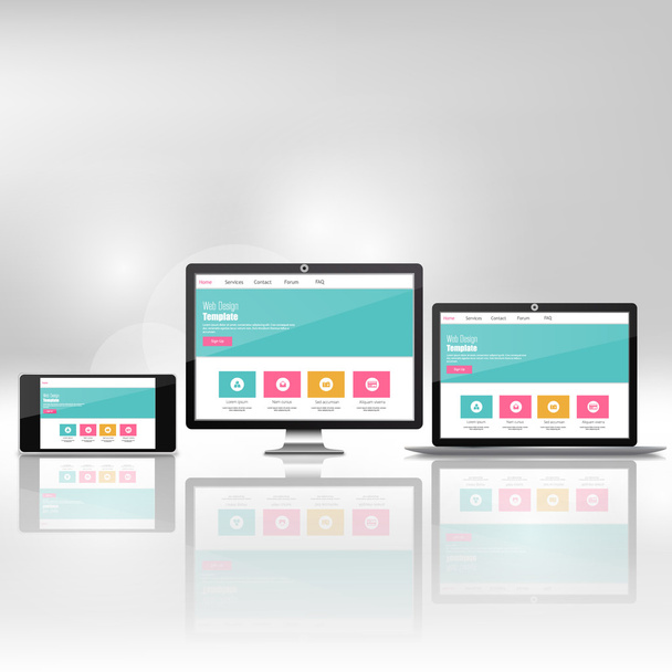 Сучасний плоский веб-дизайн на адаптивному веб-сайті
 - Вектор, зображення