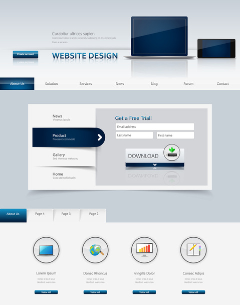 verkkosivuston mallin suunnittelu - Vektori, kuva