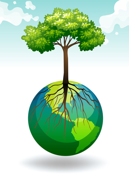 Δέντρο καλλιέργεια στη γη - Διάνυσμα, εικόνα