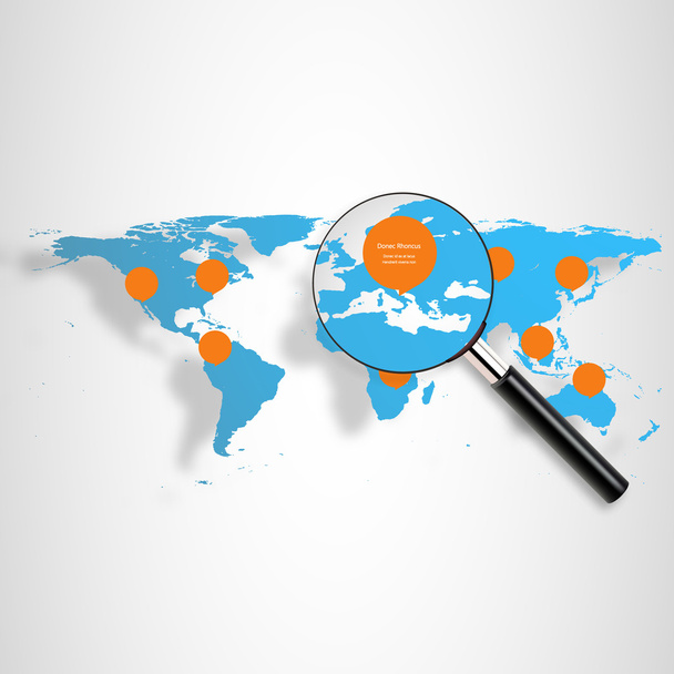 World map with magnify targeting. - Vector, Image