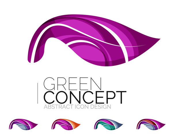 Zestaw ikon roślina streszczenie eco, biznes logo natura zielony koncepcje, czyste nowoczesne geometryczny wzór - Wektor, obraz