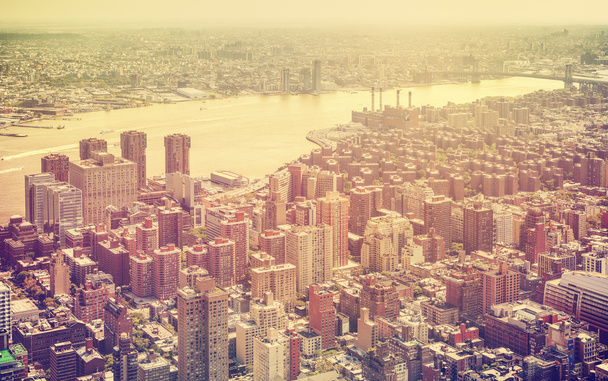 Retro afgezwakt luchtfoto van New York City, Verenigde Staten. - Foto, afbeelding