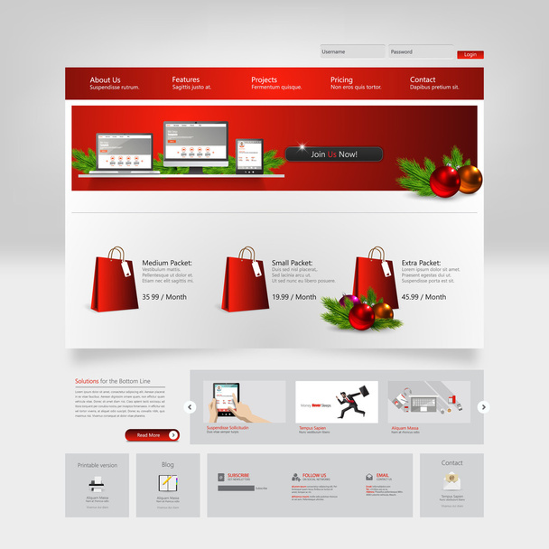 Website Template Design - Vetor, Imagem