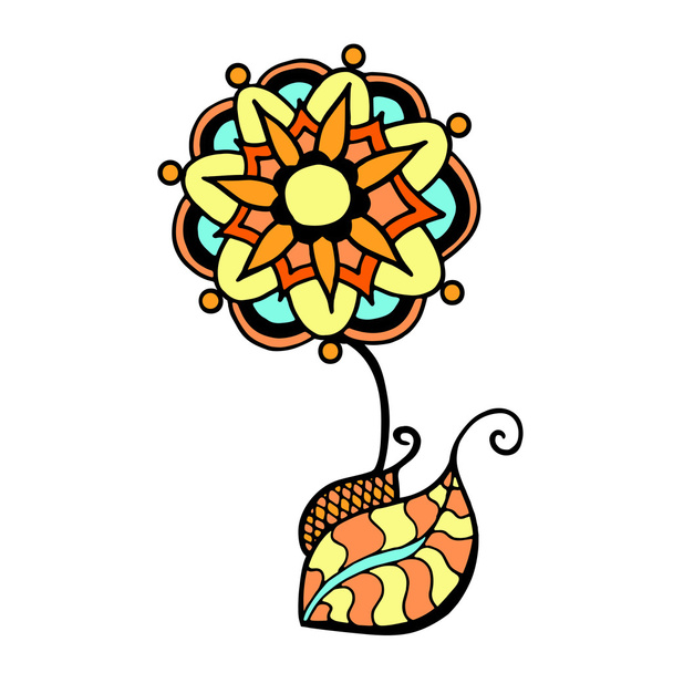 colored doodle flower - Vektör, Görsel