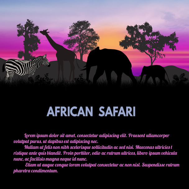 Afrikai Szafari poszter - Vektor, kép