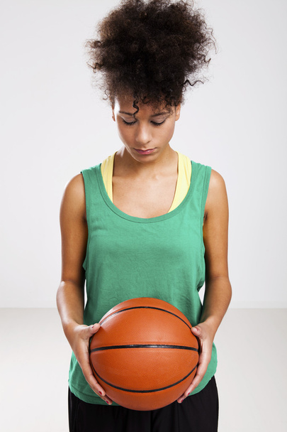 Woman with basketball - Photo, Image
