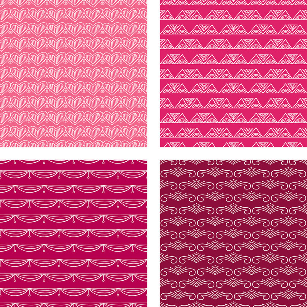 Seamless Doodle Pattern Set Red - Vector, Image