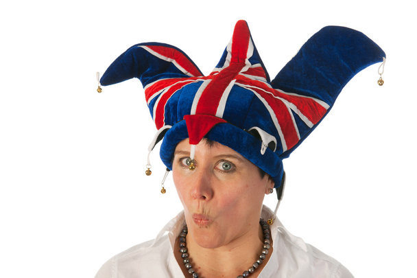 Woman with Brittain funny hat - 写真・画像