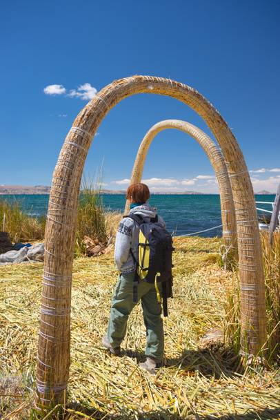 ペルーのチチカカ湖ウロス島観光 - 写真・画像