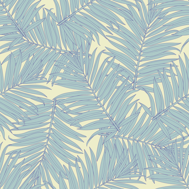 vetor mão desenhada vintage fundo com folhas de palma cinza no branco
 - Vetor, Imagem