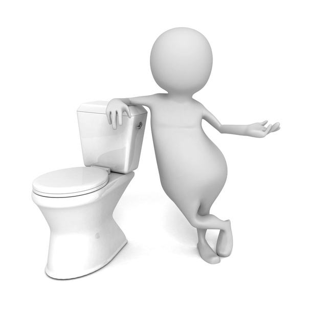 Abstract White 3d Person With Toilet - Фото, изображение