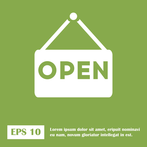 Open Icon. Open Sign. green icon - Vector, Image