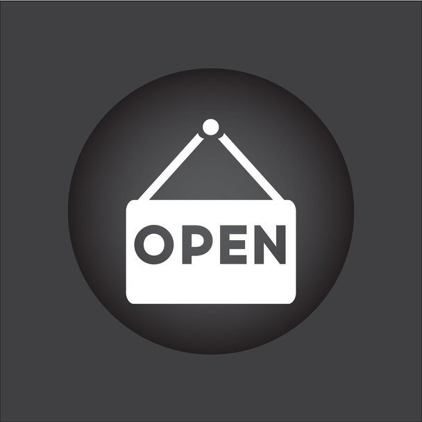 Open Icon. Open Sign. black button. vector - Vector, Image