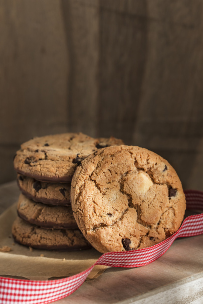 Chocolate cookies stack in detail, macro - Photo, Image