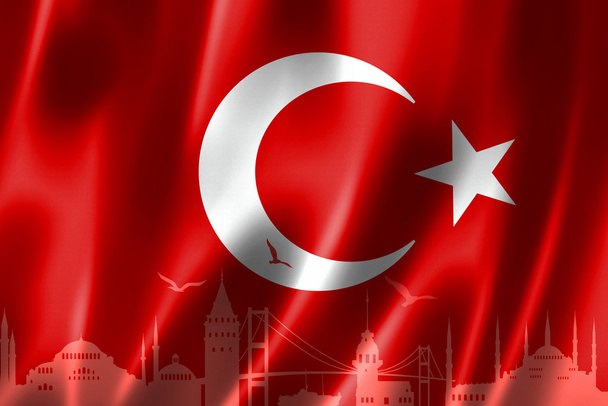 トルコの旗、トルコの旗のデザイン - 写真・画像