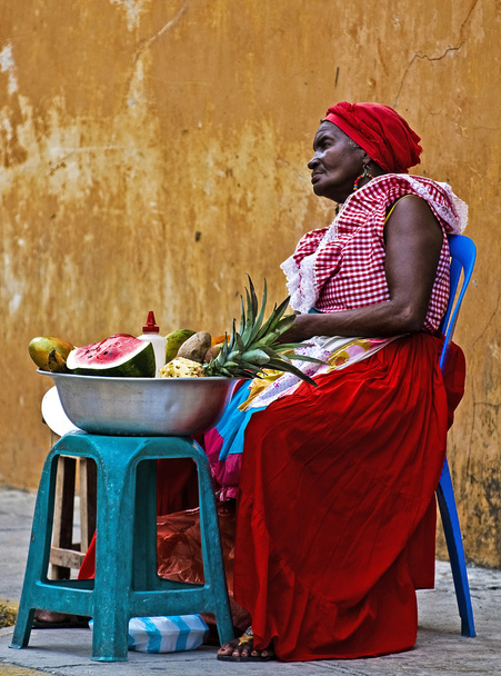 palenquera meyve satıcı - Fotoğraf, Görsel