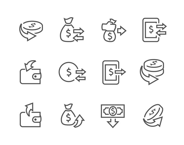 Lined Money Moving Icons - Vector, Image