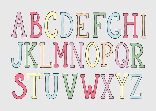 Doodle colorful alphabet - Vektor, Bild