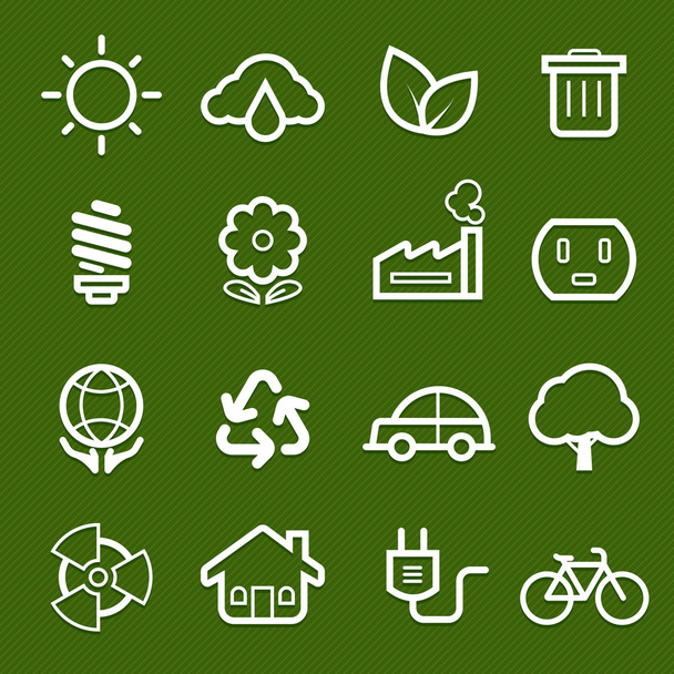 ecology symbol line icon on green background vector illustration - Vector, Image
