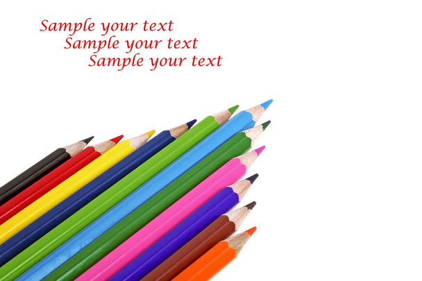 Color pencils on a white background - Foto, Imagem
