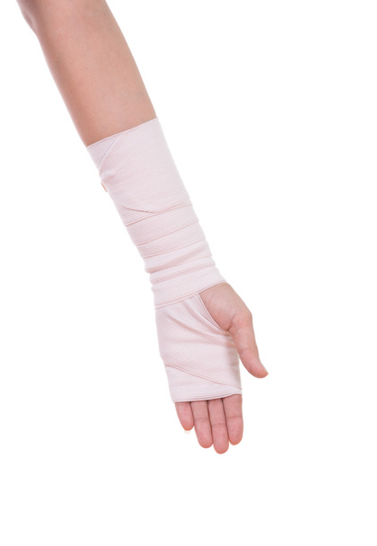 close-up injured arm wrapped in an Elastic Bandage - Foto, Imagen