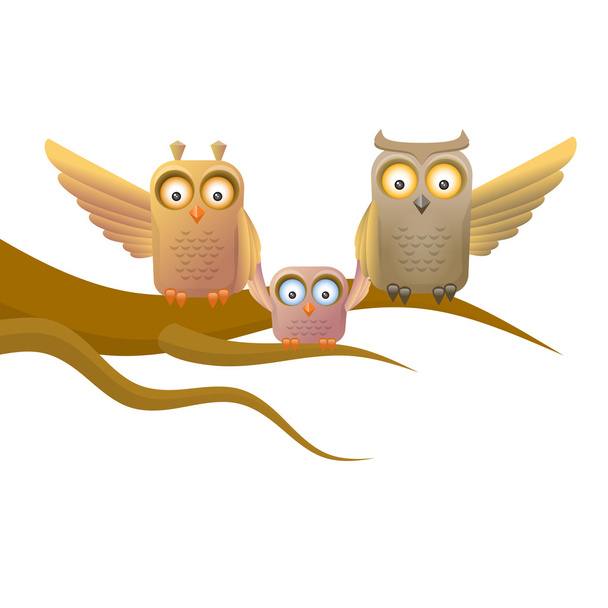 Owl happy family - Vector, imagen