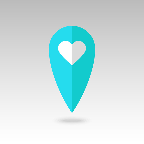 Heart pin map icon. Map pointer, markers. - Wektor, obraz
